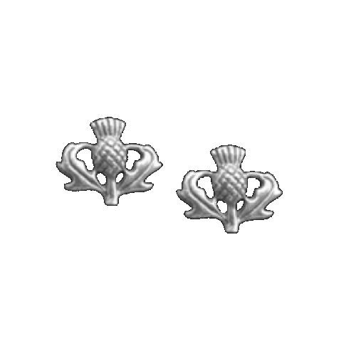 Image 1 of Thistle Floral Emblem Small Sterling Silver Stud Earrings