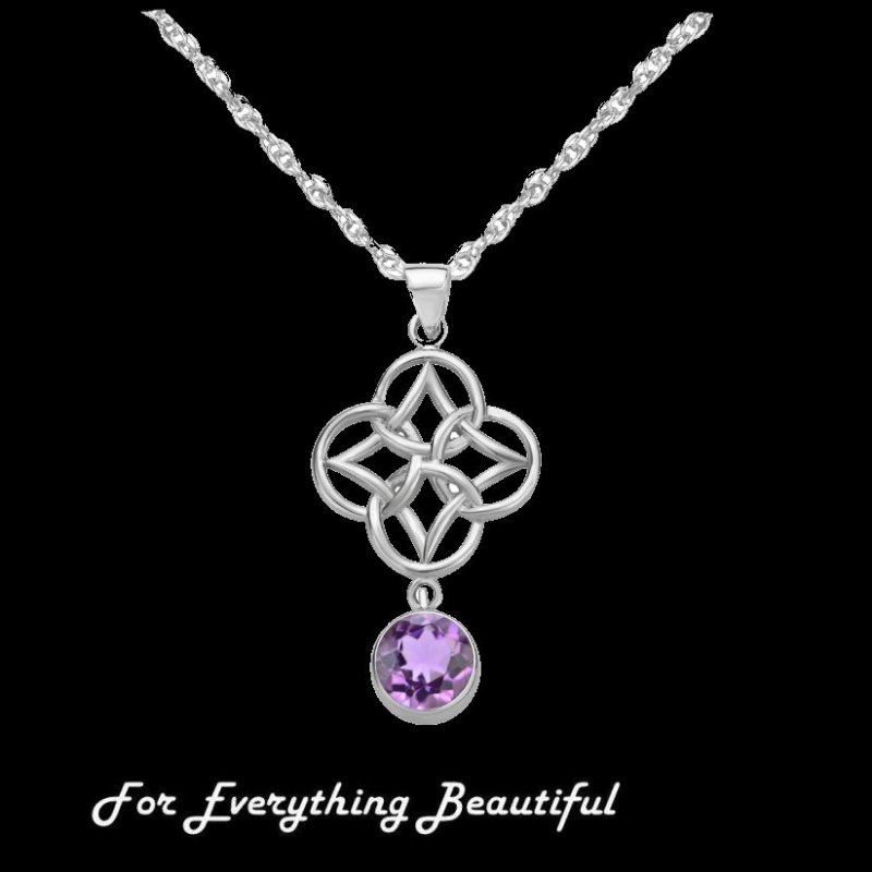 Image 0 of Purple Amethyst Endless Celtic Knotwork Sterling Silver Pendant