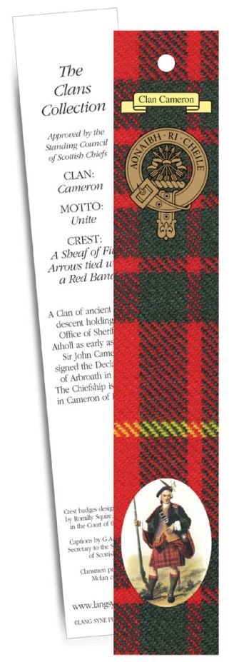 Image 1 of Cameron Clan Tartan Cameron History Bookmarks Pack of 10