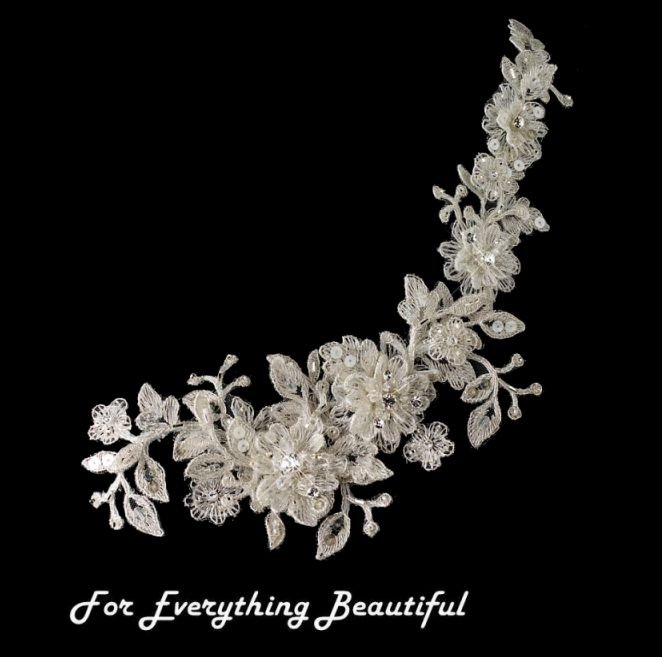 Image 0 of Ivory Crystal Rhinestone Sequin Wedding Bridal Applique Headband