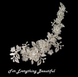 Ivory Crystal Rhinestone Sequin Wedding Bridal Applique Headband