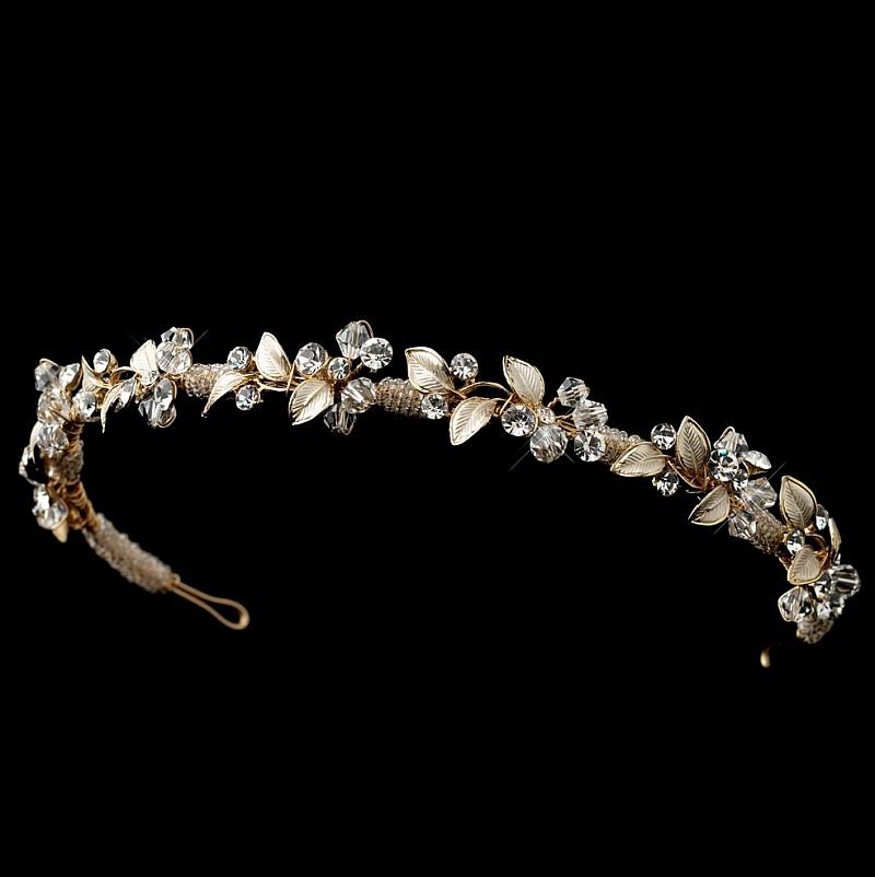 Image 1 of Wonderland Light Gold Rhinestone Crystal Floral Wedding Bridal Headband