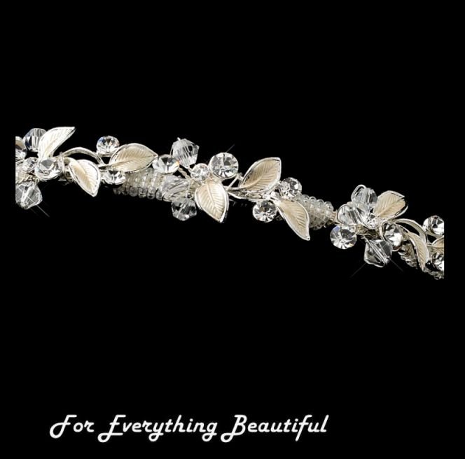 Image 2 of Wonderland Silver Rhinestone Crystal Floral Wedding Bridal Headband