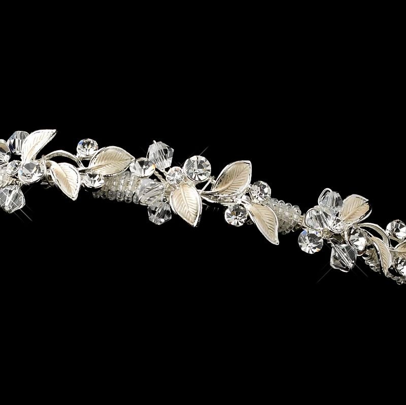Image 3 of Wonderland Silver Rhinestone Crystal Floral Wedding Bridal Headband