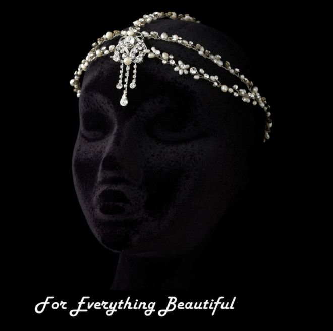 Image 2 of Vines Freshwater Pearl Rhinestone Accent Wedding Bridal Headband