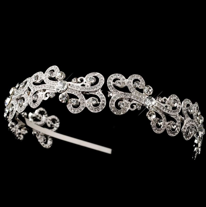 Image 1 of Filigree Crystal Encrusted Rhinestone Wedding Bridal Headband