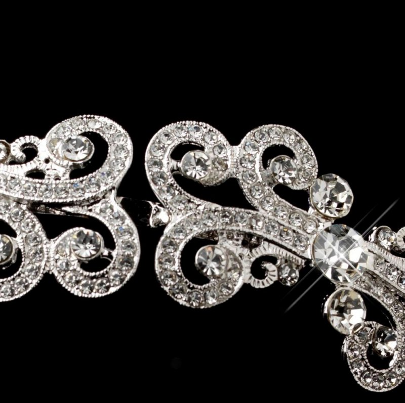 Image 3 of Filigree Crystal Encrusted Rhinestone Wedding Bridal Headband