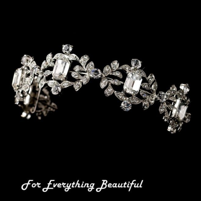 Image 0 of Grande Crystal Encrusted Rhinestone Ribbon Wedding Bridal Headband