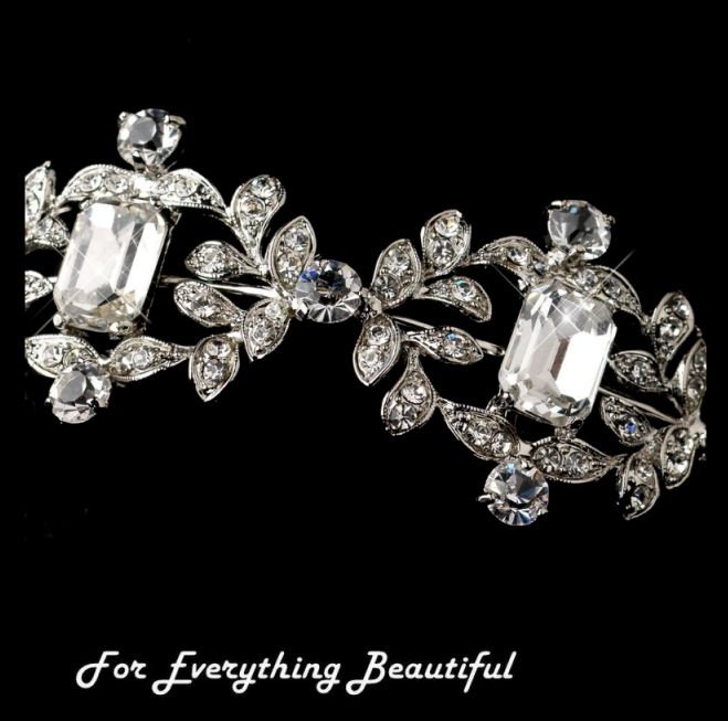 Image 2 of Grande Crystal Encrusted Rhinestone Ribbon Wedding Bridal Headband