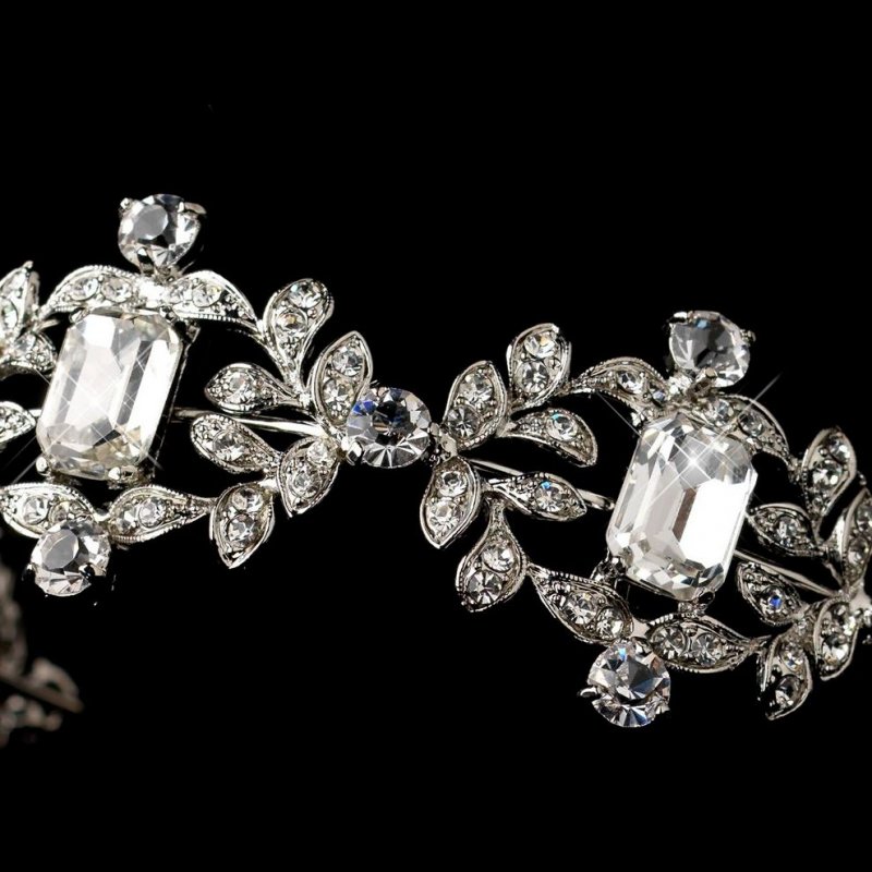 Image 3 of Grande Crystal Encrusted Rhinestone Ribbon Wedding Bridal Headband