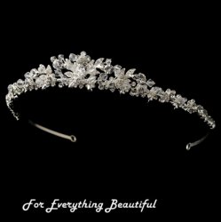 Princess Peak Floral Rhinestone Silver Wedding Bridal Headband