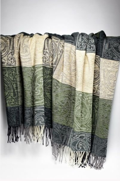 Image 1 of Celtic Spiral Merlin Chenille Wool Jacquard Blanket Throw