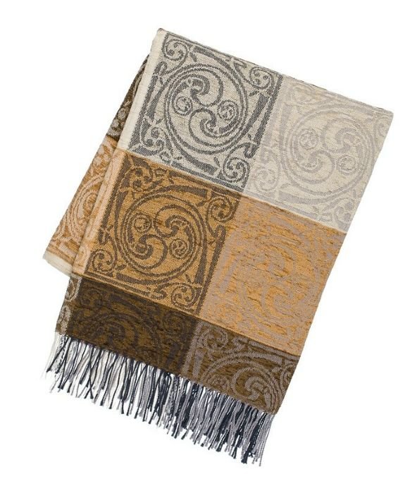Image 1 of Celtic Spiral Matrona Chenille Wool Jacquard Blanket Throw