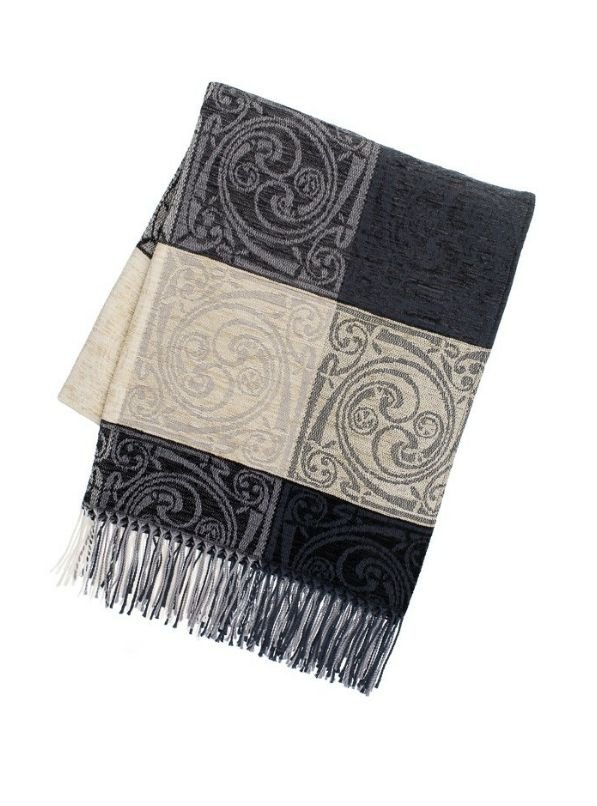 Image 1 of Celtic Spiral Carman Chenille Wool Jacquard Blanket Throw
