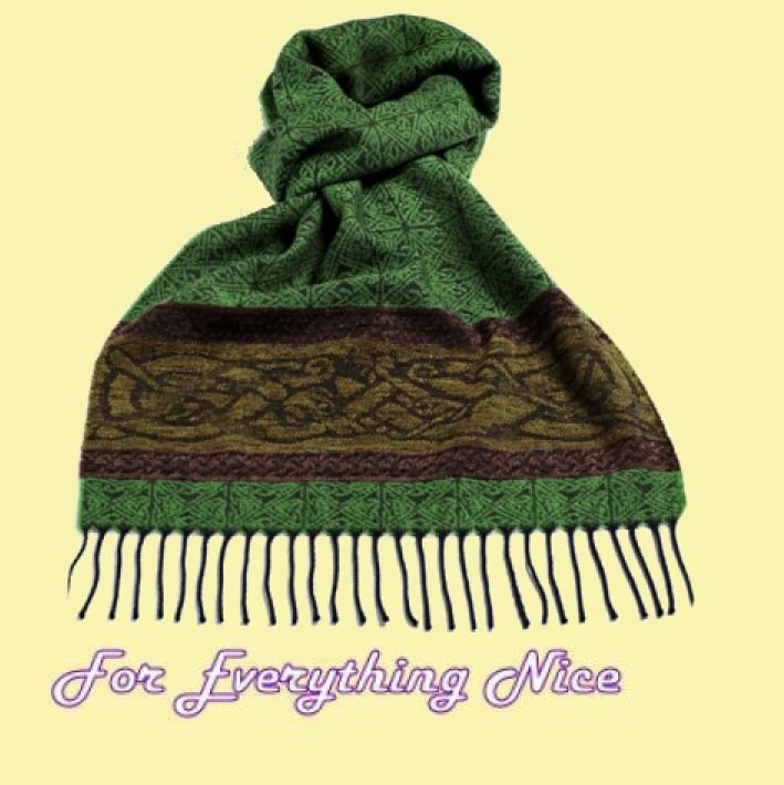 Image 2 of Celtic Dogs Eire Chenille Wool Fringed Jacquard Scarf