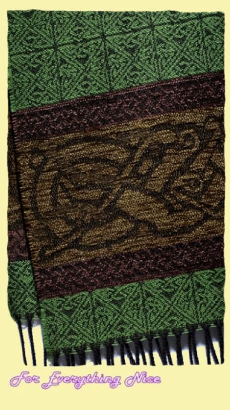 Image 4 of Celtic Dogs Eire Chenille Wool Fringed Jacquard Scarf