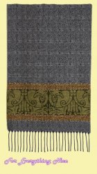 Celtic Birds Grey Chenille Wool Fringed Jacquard Scarf