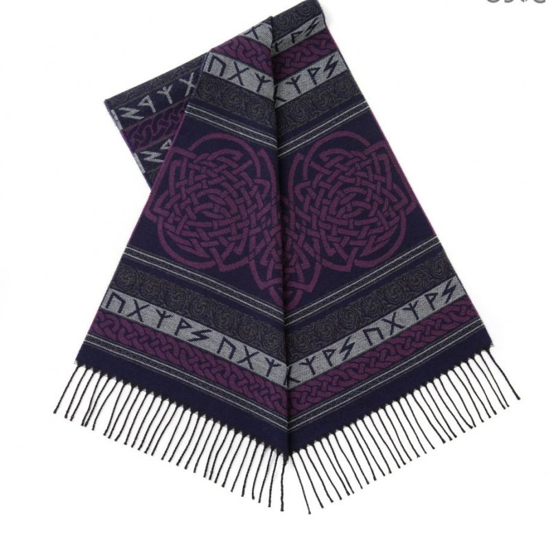 Image 1 of Runic Heriot Wool Fringed Jacquard Scarf
