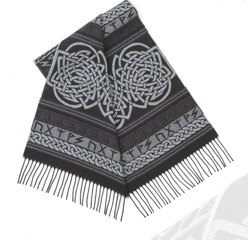 Image 1 of Runic Carcant Wool Fringed Jacquard Scarf