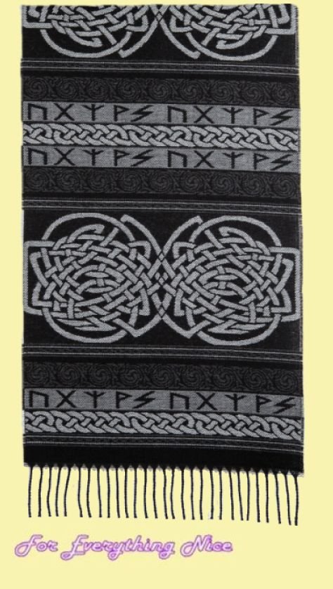 Image 2 of Runic Carcant Wool Fringed Jacquard Scarf