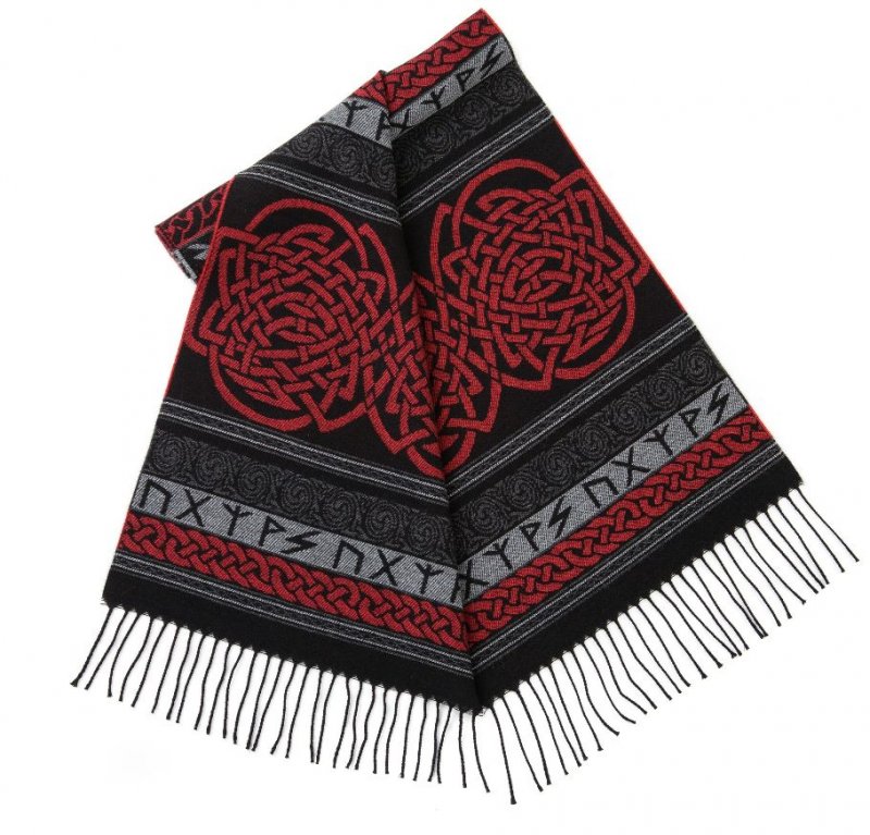 Image 1 of Runic Dewar Wool Fringed Jacquard Scarf