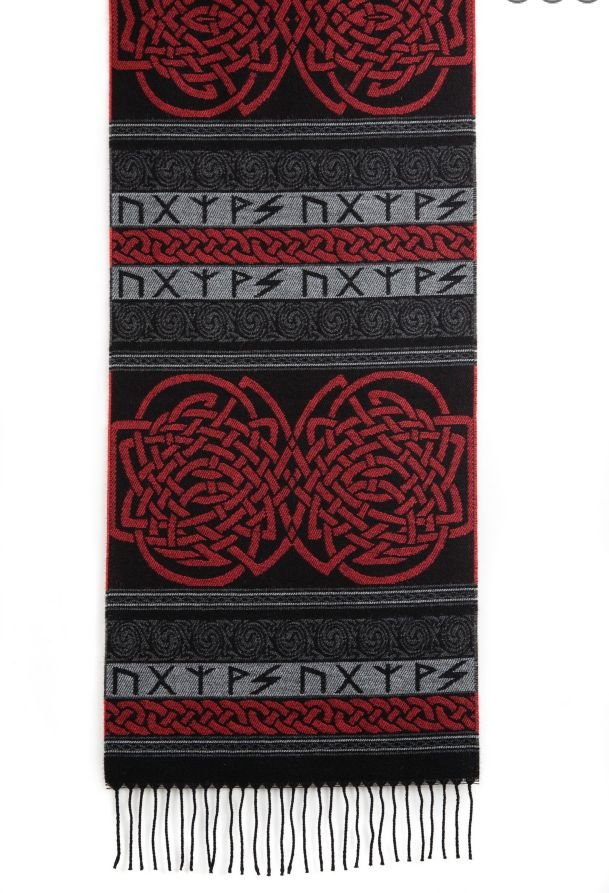 Image 3 of Runic Dewar Wool Fringed Jacquard Scarf