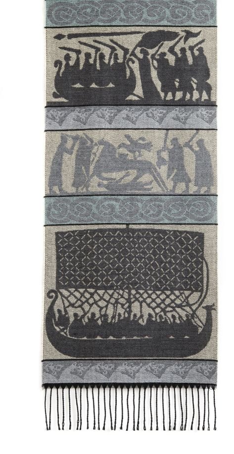 Image 3 of Viking Geilo Wool Fringed Jacquard Scarf