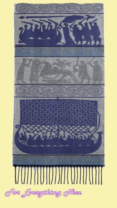 Image 2 of Viking Vanern Wool Fringed Jacquard Scarf