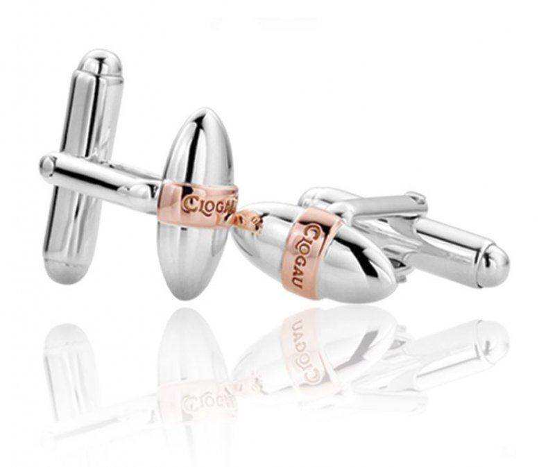 Image 1 of Capsule Banded Welsh Rose Gold Detail Mens Sterling Silver Cufflinks