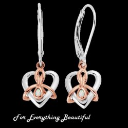 Dwynwen Opal Drop Welsh Rose Gold Detail Sterling Silver Earrings