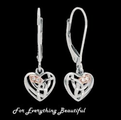 Eternal Love Heart Diamond Welsh Rose Gold Leverback Sterling Silver Earrings