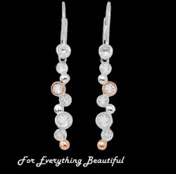 Celebration White Topaz Drop Welsh Rose Gold Detail Sterling Silver Earrings