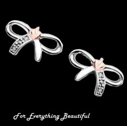 Tree Of Life Bow Diamond Welsh Rose Gold Detail Sterling Silver Earrings