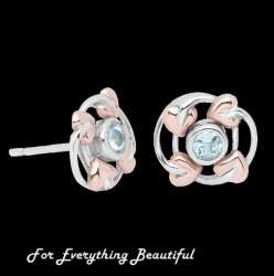 Love Vine Aquamarine Welsh Rose Gold Detail Sterling Silver Earrings