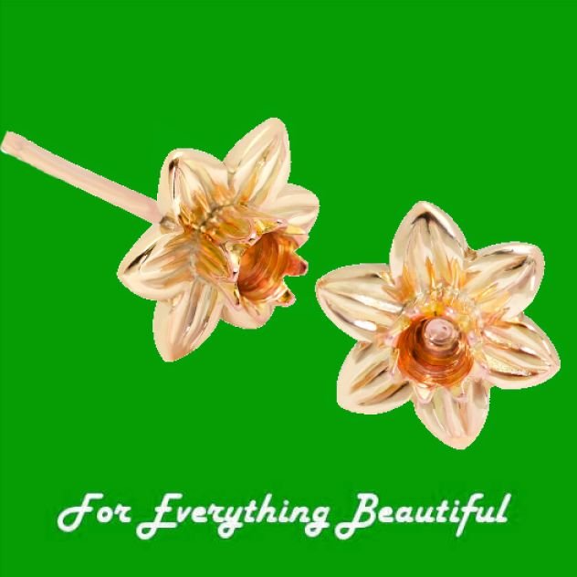 Image 0 of Daffodil Flowers Welsh Rose Gold Detail 9K Yellow Gold Earrings