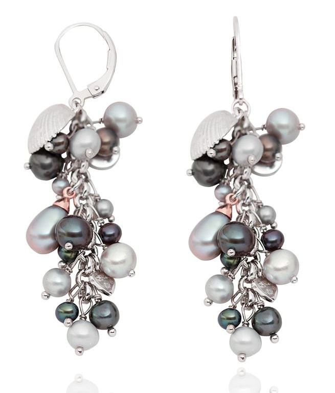 Image 1 of Beachcomber Freshwater Pearl Welsh Rose Gold Detail Sterling Silver Earrings