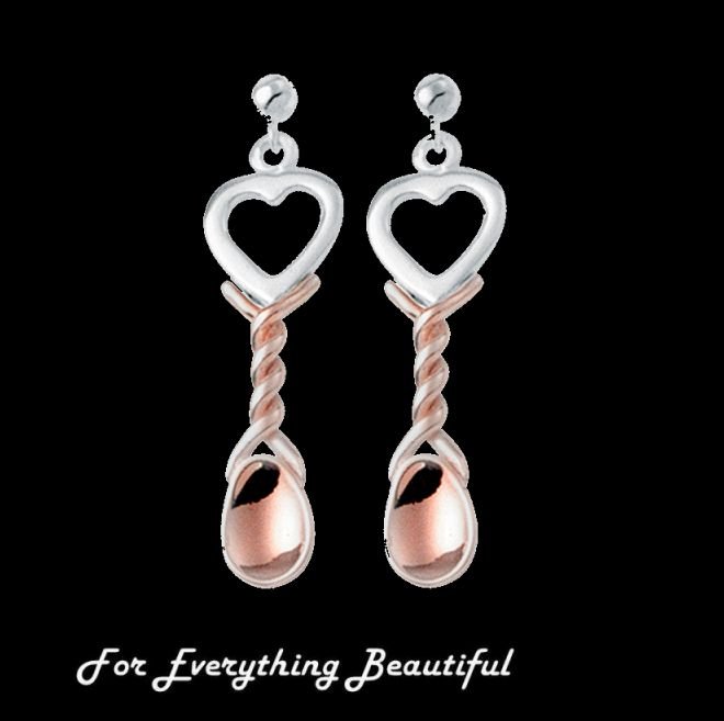 Image 0 of Lovespoons Welsh Rose Gold Detail Sterling Silver Earrings