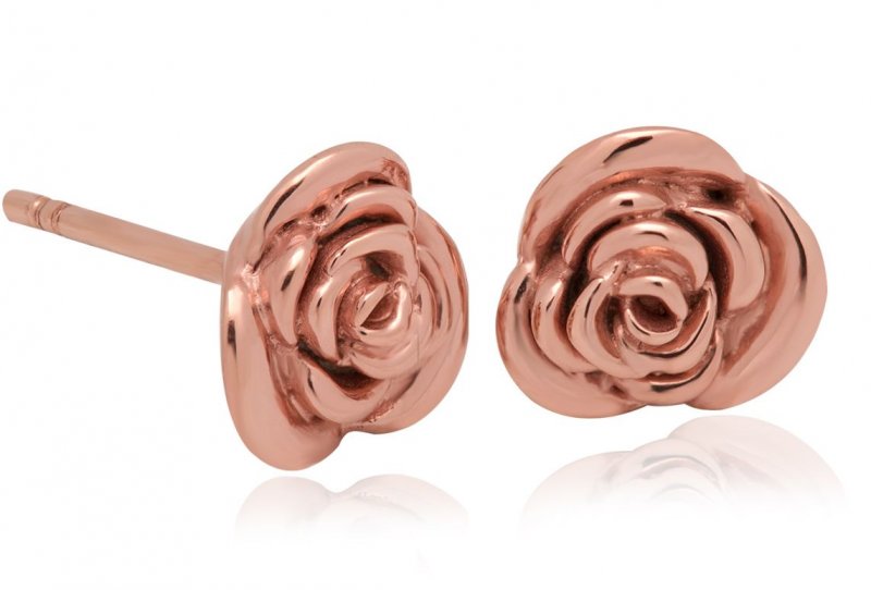 Image 1 of Glyn Rhosyn Rose Welsh Gold Stud 9K Rose Gold Earrings