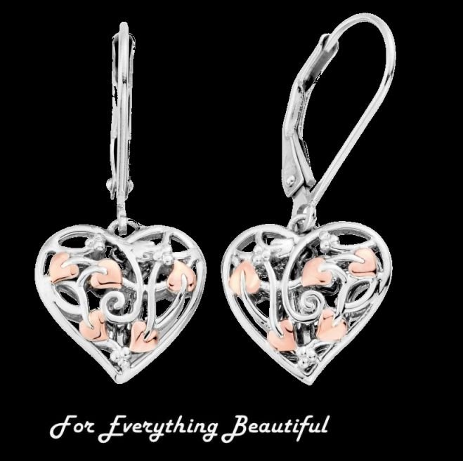 Image 0 of Welsh Fairies Heart Welsh Rose Gold Detail Sterling Silver Earrings