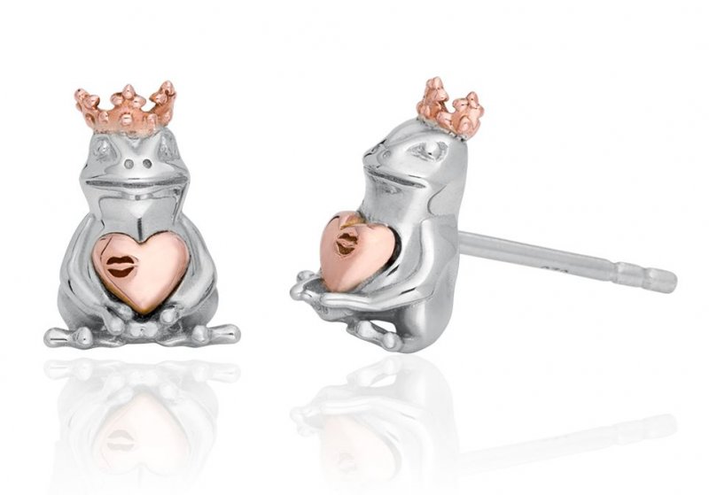 Image 1 of Frog Prince Welsh Rose Gold Detail Stud Sterling Silver Earrings