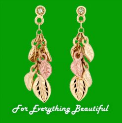 Awelon Leaves Green Peridot Welsh Rose Gold Detail 9K Yellow Gold Earrings