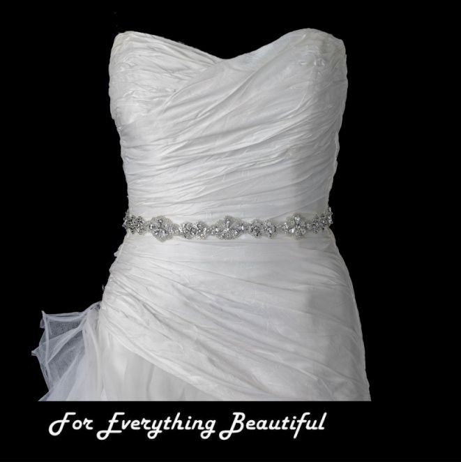 Image 0 of Rhinestone Crystal Beaded Organza Bridal Belt Wedding Sash