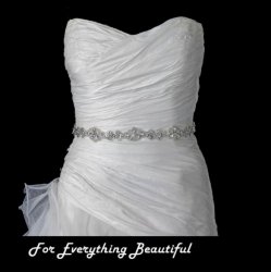 Rhinestone Crystal Beaded Organza Bridal Belt Wedding Sash