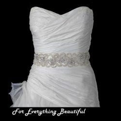 Rhinestone Sequin Beaded Organza Bridal Belt Wedding Sash