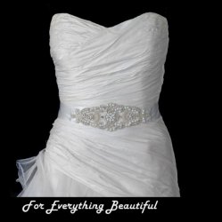 Starburst Rhinestone Pearl Beaded Satin Ribbon Bridal Belt Wedding Sash