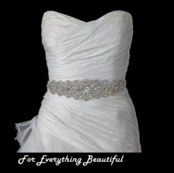 Fantasy Starburst Rhinestone Crystal Beaded Ribbon Bridal Belt Wedding Sash