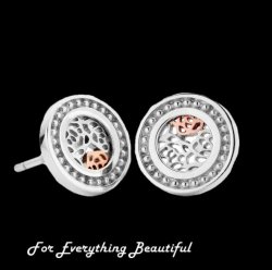 Royal Roses Round Welsh Rose Gold Detail Stud Sterling Silver Earrings