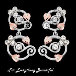 Origin White Topaz Drop Welsh Rose Gold Detail Sterling Silver Earrings