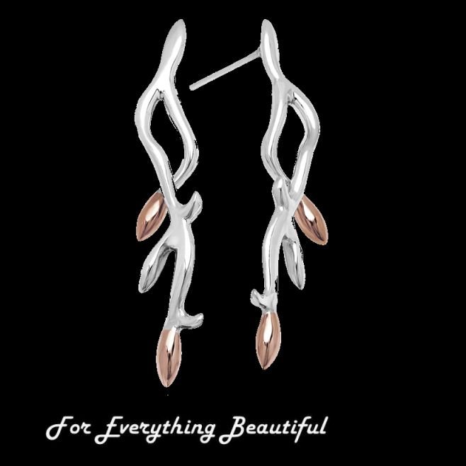 Image 0 of Tree of Life Eden Welsh Rose Gold Detail Sterling Silver Earrings