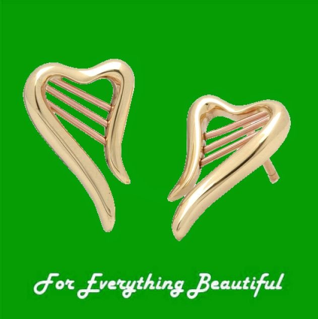 Image 0 of Heartstrings Welsh Rose Gold Detail Stud 9K Yellow Gold Earrings